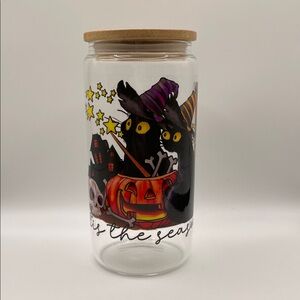 Halloween Glass Jar with Wooden Lid